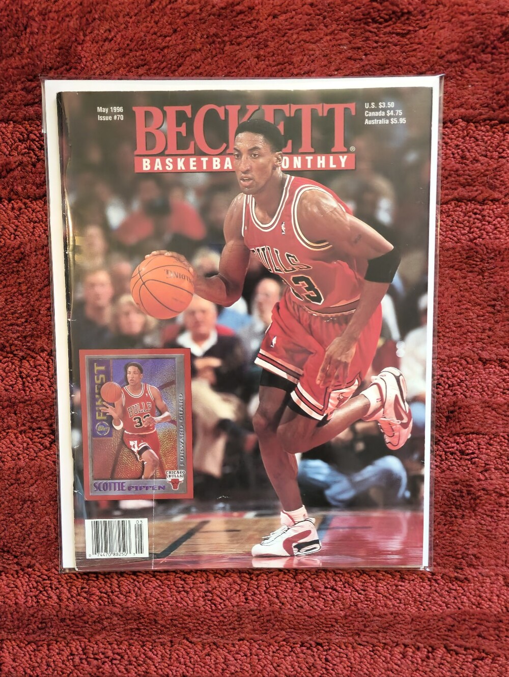 Vtg Beckett Basketball Card Magazine Scottie Pippen # 70 Chicago Bulls May 1996
